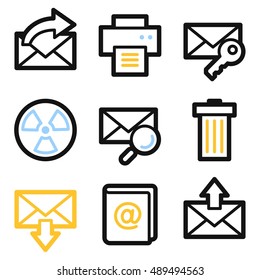 E-mail and documents web icons set. Office and CRM mobile symbols.