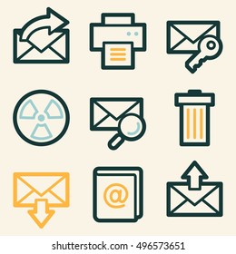 E-mail and documents web icons set. Office and CRM mobile symbols.