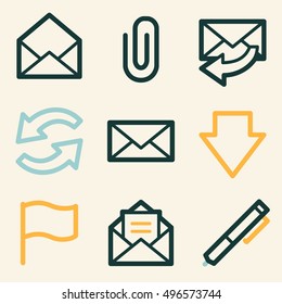 E-mail and documents web icons set. Office and CRM mobile symbols.