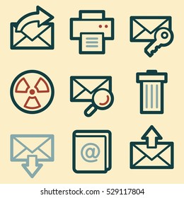 E-mail and documents web icons set. Office and CRM mobile symbols.
