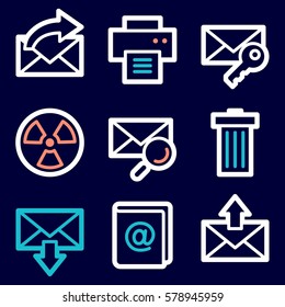E-mail and documents web icons set. Office and CRM mobile symbols.