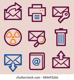 E-mail and documents web icons set. Office and CRM mobile symbols.