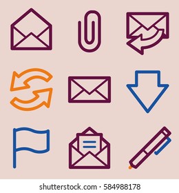 E-mail and documents web icons set. Office and CRM mobile symbols.