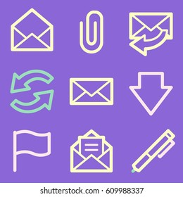 E-mail and documents web icons set. Office and CRM mobile symbols.