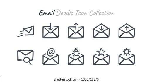 Email doodle icon collection