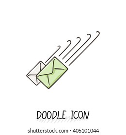 Email doodle icon. Vector pictogram. Delivery and sending mail.