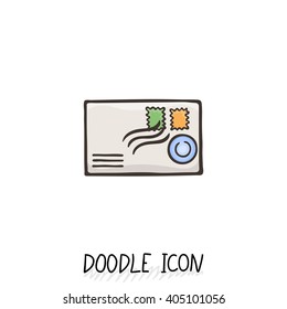 Email doodle icon. Vector pictogram. Delivery and sending mail.