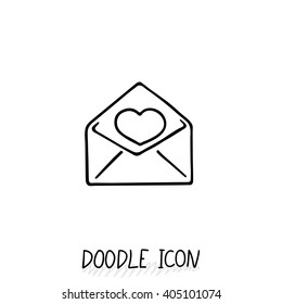 Email doodle icon. Vector pictogram. Delivery and sending mail.