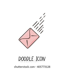 Email doodle icon. Vector pictogram. Delivery and sending mail.