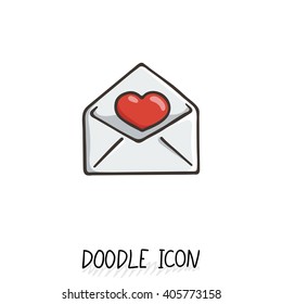 Email doodle icon. Vector pictogram. Delivery and sending mail.