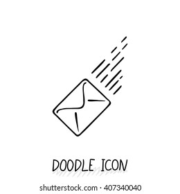 Email Doodle Icon. Vector Pictogram. Delivery And Sending Mail.