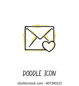 Email doodle icon. Vector pictogram. Delivery and sending mail.