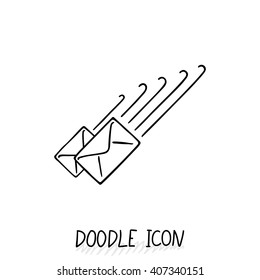 Email doodle icon. Vector pictogram. Delivery and sending mail.