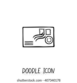 Email doodle icon. Vector pictogram. Delivery and sending mail.
