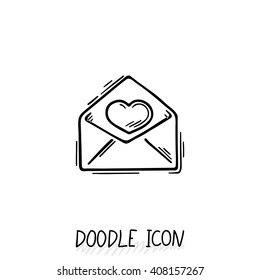 Email doodle icon. Vector pictogram. Delivery and sending mail.
