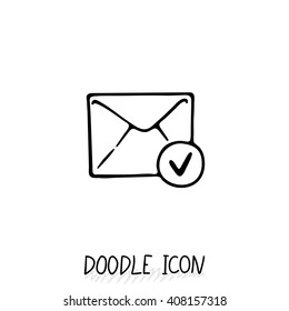 Email doodle icon. Vector pictogram. Delivery and sending mail.