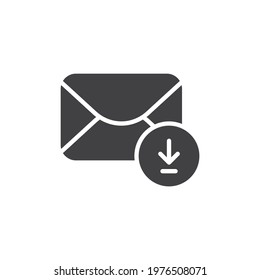 Email download vector icon. filled flat sign for mobile concept and web design. Download message glyph icon. Symbol, logo illustration. Vector graphics