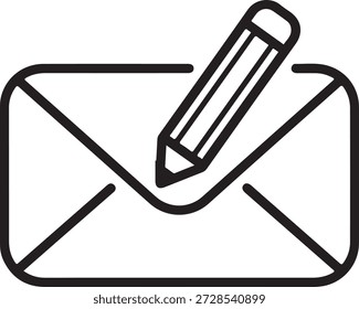 Email Borrador Escribir una carta aislada sobre fondo blanco, Vector, ilustración