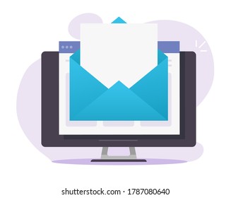 E-Mail E-Mail-Briefumschlag oder Newsletter online digital mit leerer Dokumentdatenseite für Kopienraumsymbol Vektorsymbol-Clip Art