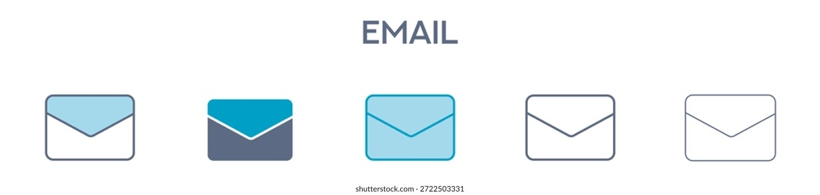 Elemento De Correo Electrónico Para Diseño Gráfico - Estilos Múltiples. Ilustración vectorial De Dos Colores Y Negro. Los Diseños Múltiples De Los Iconos Se Pueden Utilizar Para El Móvil, Ui, Web