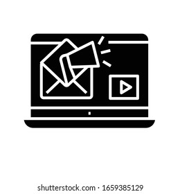 Email ennouncement black icon, concept illustration, vector flat symbol, glyph sign.