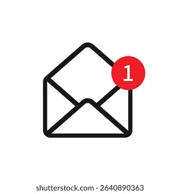 E-mail envelop icon with notification popup indicating unread messages, Mail alert sign template