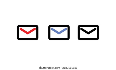 Ilustración vectorial de iconos en blanco y negro sobre el sobre del correo electrónico
