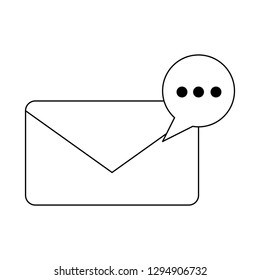 email envelope with chat bubble in black and white