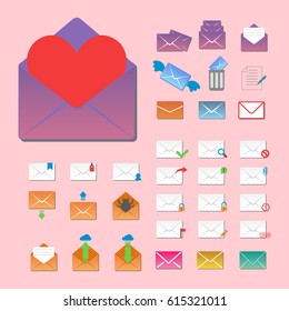 Email envelope cover icons communication vector illustration.