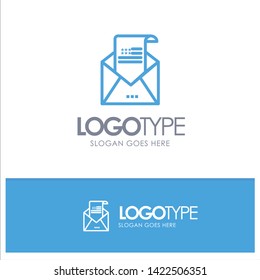 Email, Envelope, Greeting, Invitation, Mail Blue Outline Logo Place for Tagline