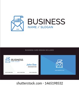 Email, Envelope, Greeting, Invitation, Mail Blue Business logo and Business Card Template. Front and Back Design. Vector Icon Template background