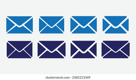Email Envelope Icon Collection. Colorful Email Envelope Icons. Email Icon Set. Flat Email Envelope Icons Set. Gmail Silhouette.