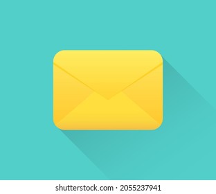 Email envelope icon with long shadow. Closed envelope icon