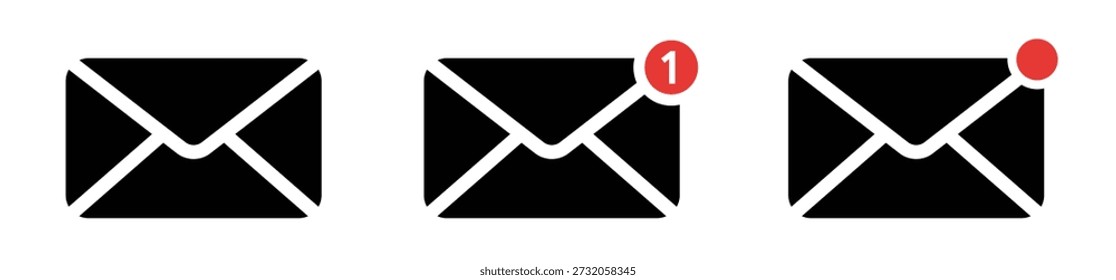 Email Envelope Icon. Mail Notification Badge Symbol. Unread Message Inbox UI Element. For App Dashboard Messaging And Web Communication Interface Design