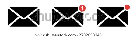Email Envelope Icon. Mail Notification Badge Symbol. Unread Message Inbox UI Element. For App Dashboard Messaging And Web Communication Interface Design
