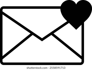 Email envelope icon with marker new message isolated on transparent background. Render email notification heart missed with letters, check mark, paper plane and magnifying glass.