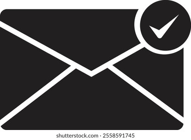 Email envelope icon with marker new message isolated on transparent background. Render email notification heart missed with letters, check mark, paper plane and magnifying glass.