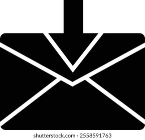 Email envelope icon with marker new message isolated on transparent background. Render email notification heart missed with letters, check mark, paper plane and magnifying glass.