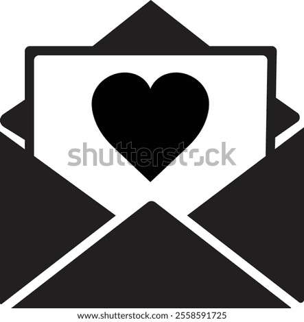 Email envelope icon with marker new message isolated on transparent background. Render email notification heart missed with letters, check mark, paper plane and magnifying glass.