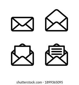 Email Envelope Icon. Message Envelope Line Icon Isolated On White Background Vector For Apps And Websites. Mail Message Signs Set. Editable Stroke. Vector