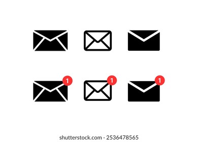 Ícone de envelope de email com selo de notificação para comunicação digital , ícone de email definido. Ícone de email definido. ícone de email vetor. Ilustração de Envelope de Email