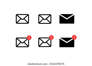 Ícone de envelope de email com selo de notificação para comunicação digital , ícone de email definido. Ícone de email definido. ícone de email vetor. Ilustração de Envelope de Email