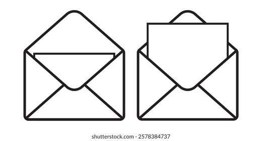 Email Envelope Icon with Notification Badge for Digital Communication , email icon set