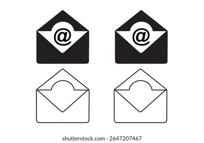 Email Envelope Icon with Notification Badge for Digital Communication , email icon set.. E-mail Envelope illustration.
