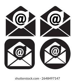 Email Envelope Icon with Notification Badge for Digital Communication , email icon set.. E-mail Envelope illustration.
