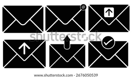 Email Envelope Icon set. mail icon, email icon vector. E-mail icon. Envelope illustration.