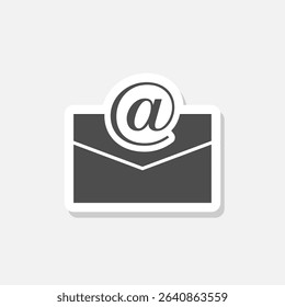 Email envelope icon sticker isolated on gray background