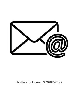 Email envelope icon with at symbol for digital messaging envelope communicatio
