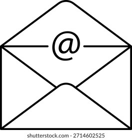 Icono de sobre de correo electrónico con símbolo en la línea de arte