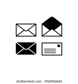 Email envelope icon vector illustration. Set of mail Icon. Send letter, envelope, message email.
